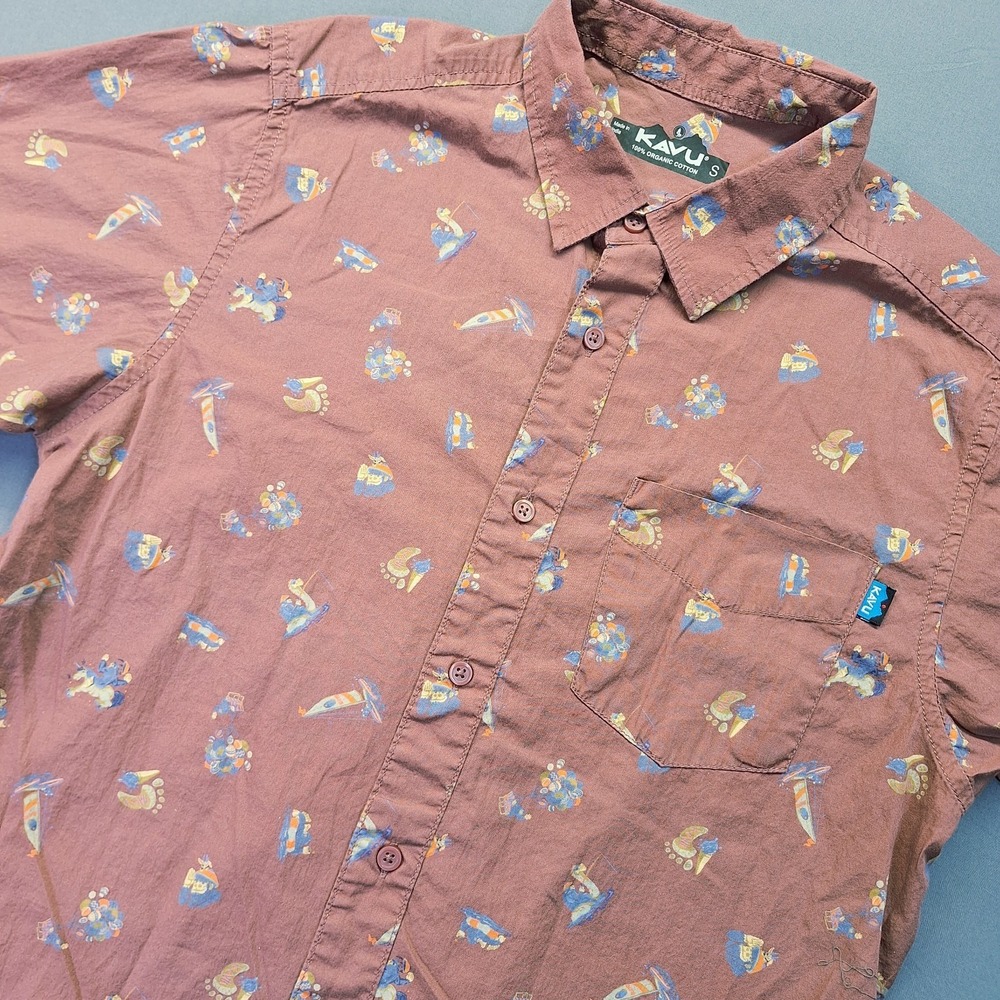 Kavu Mens Small Short Sleeve Big Foot Sasquatch‎ Print Outdoors Beach Vacation